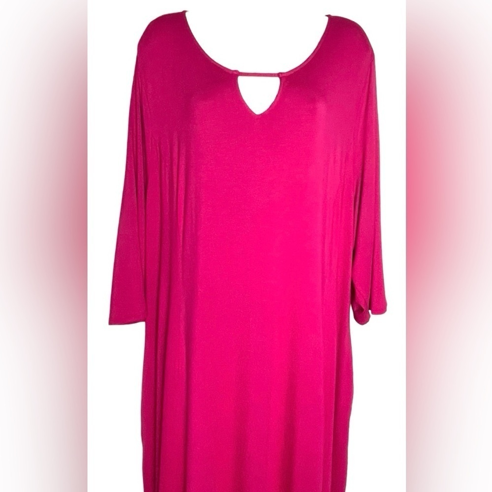 Catherines Jersey Maxi Pink Dress Size 2X Free & Easy With Pockets 3/4 Sleeves - Picture 3 of 13